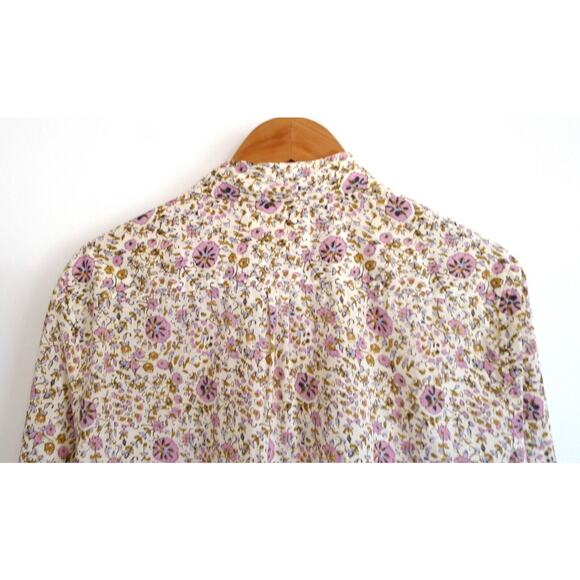 XIRENA Beau Button Down Oversized Boyfriend Shirt Top Ivy Vines Tan S $180 - Picture 9 of 16